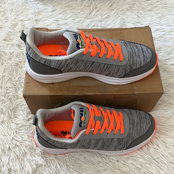 New NOW Men’s embroidered back Walking Shoes in grey multi size 12 - Picture 2 of 12